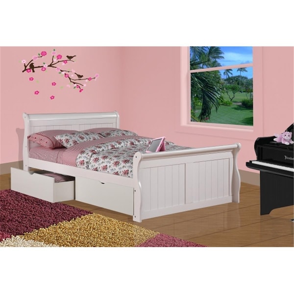 Pivot Direct Full Sleigh Bed with Dual Underbed Drawers - White PD_325FW_505W - main